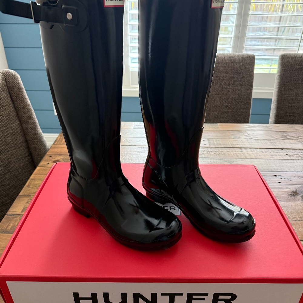Hunter black tall boots